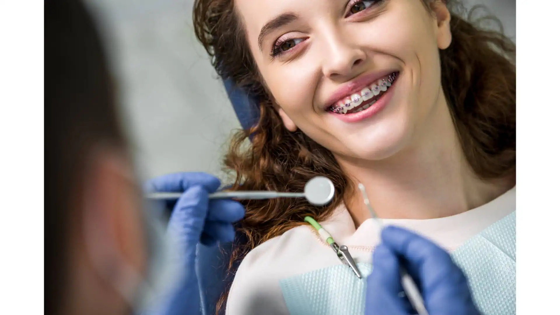 Dentist applying fast braces